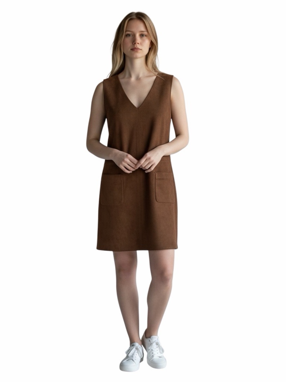 Max Studio Faux Suede Shift Dress Brown S